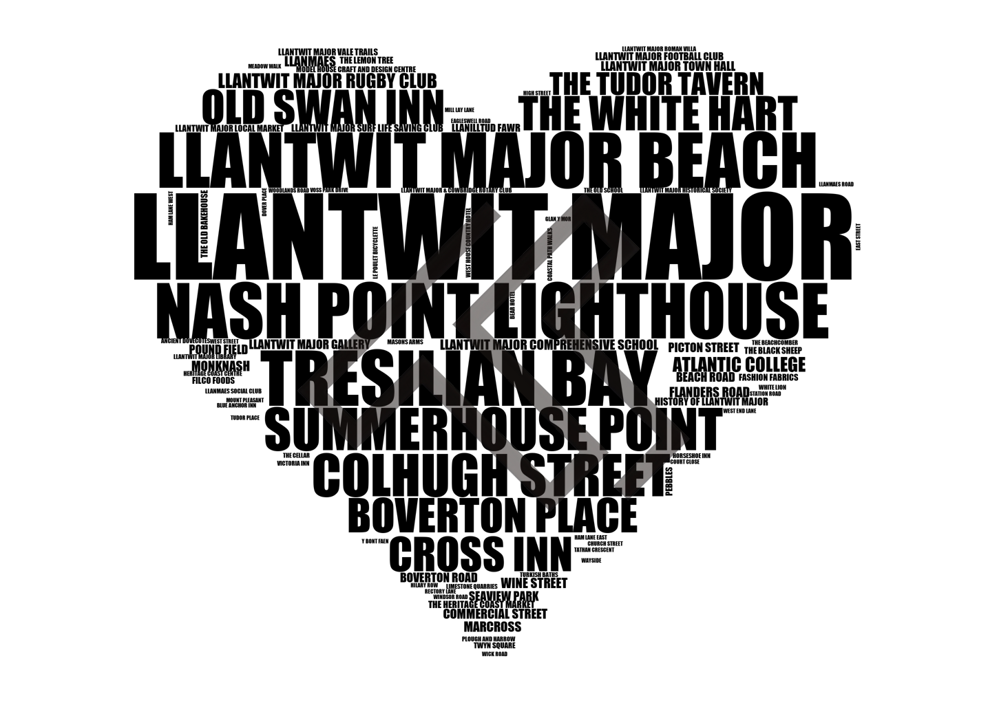 Llantwit Major - Premium Typographic Word Cloud Prints, Posters & Gifts