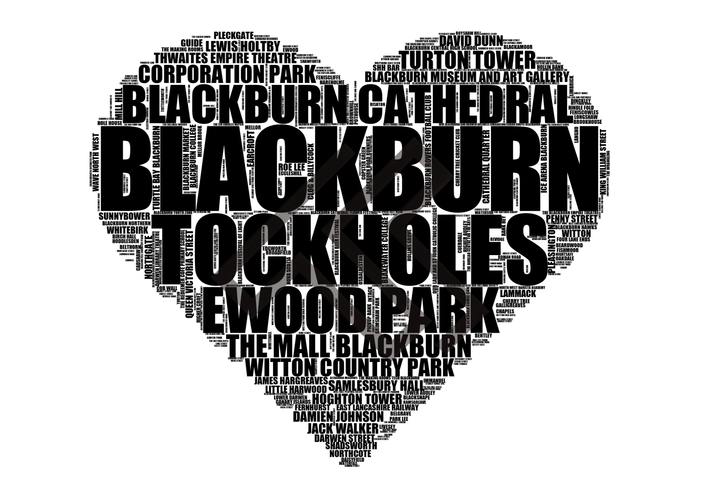 Blackburn - Premium Typographic Word Cloud Prints, Posters & Gifts