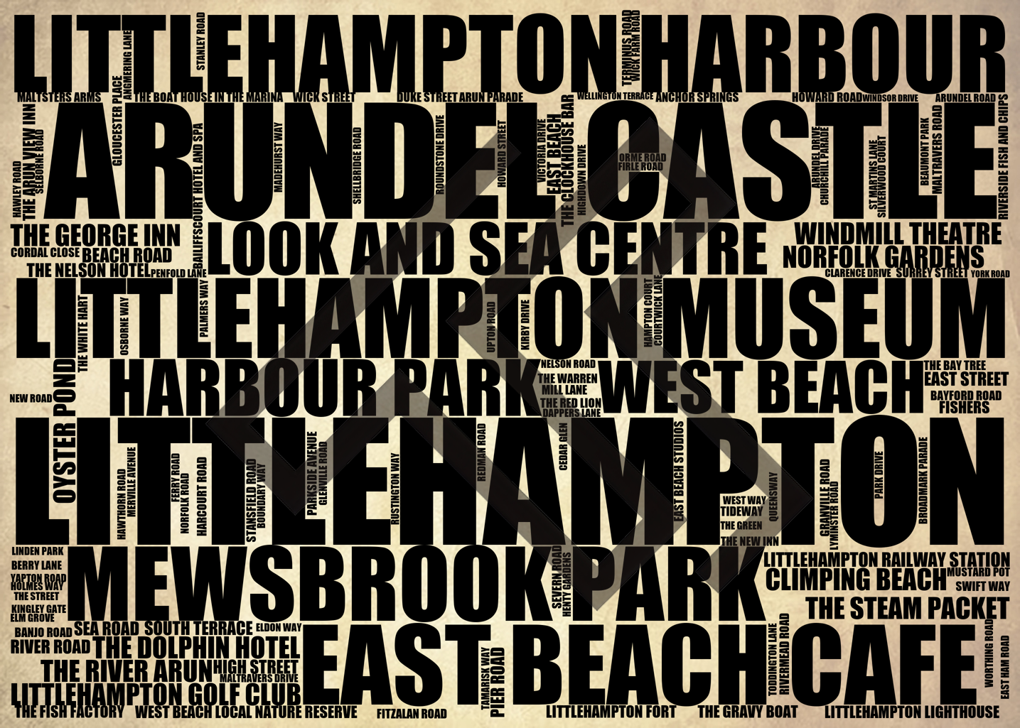 Littlehampton - Premium Typographic Word Cloud Prints, Posters & Gifts