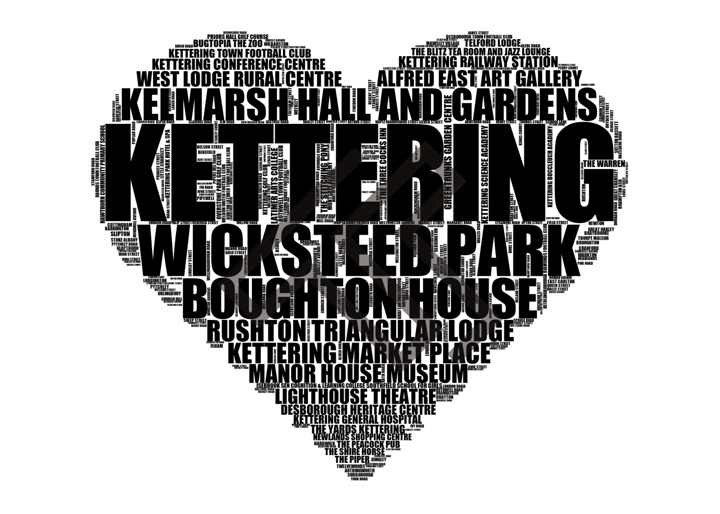 Kettering - Premium Typographic Word Cloud Prints, Posters & Gifts