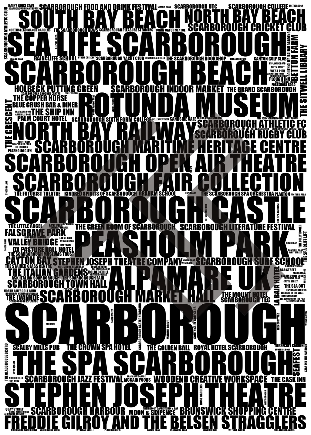 Scarborough - Premium Typographic Word Cloud Prints, Posters & Gifts