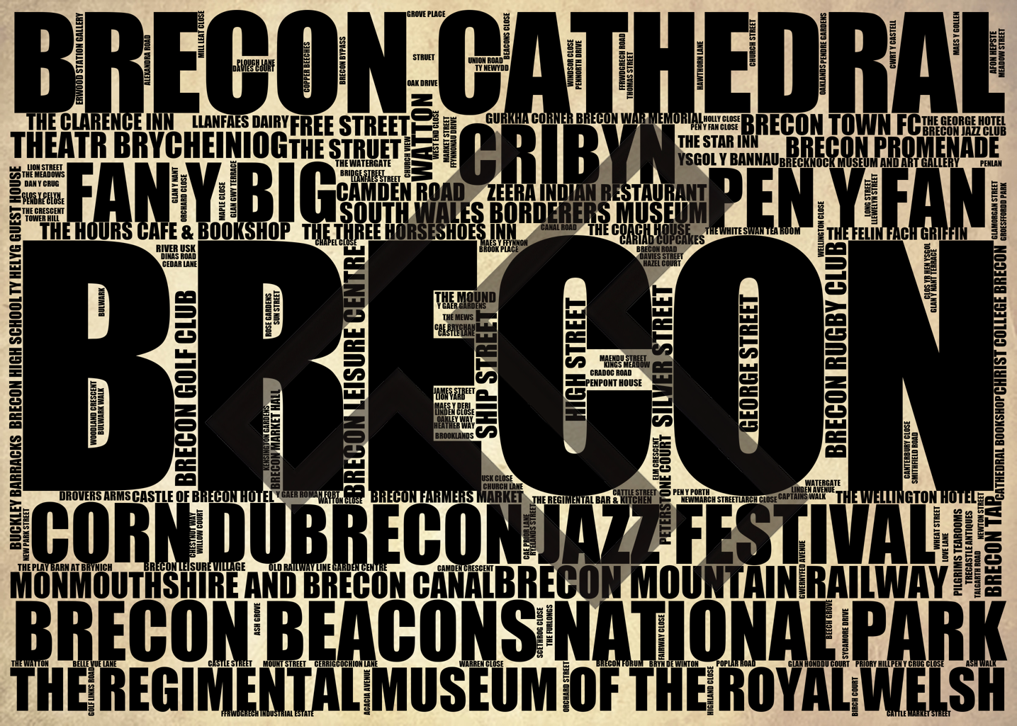 Brecon - Premium Typographic Word Cloud Prints, Posters & Gifts