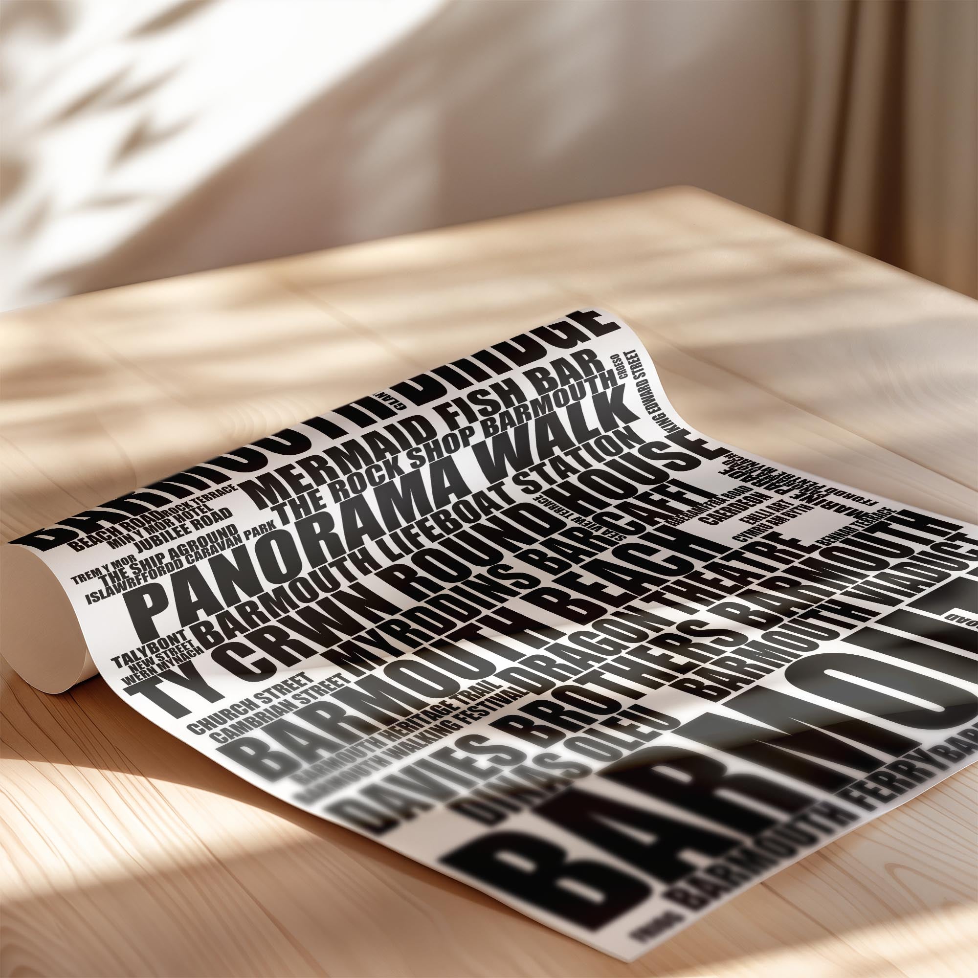 Barmouth - Premium Typographic Word Cloud Prints, Posters & Gifts