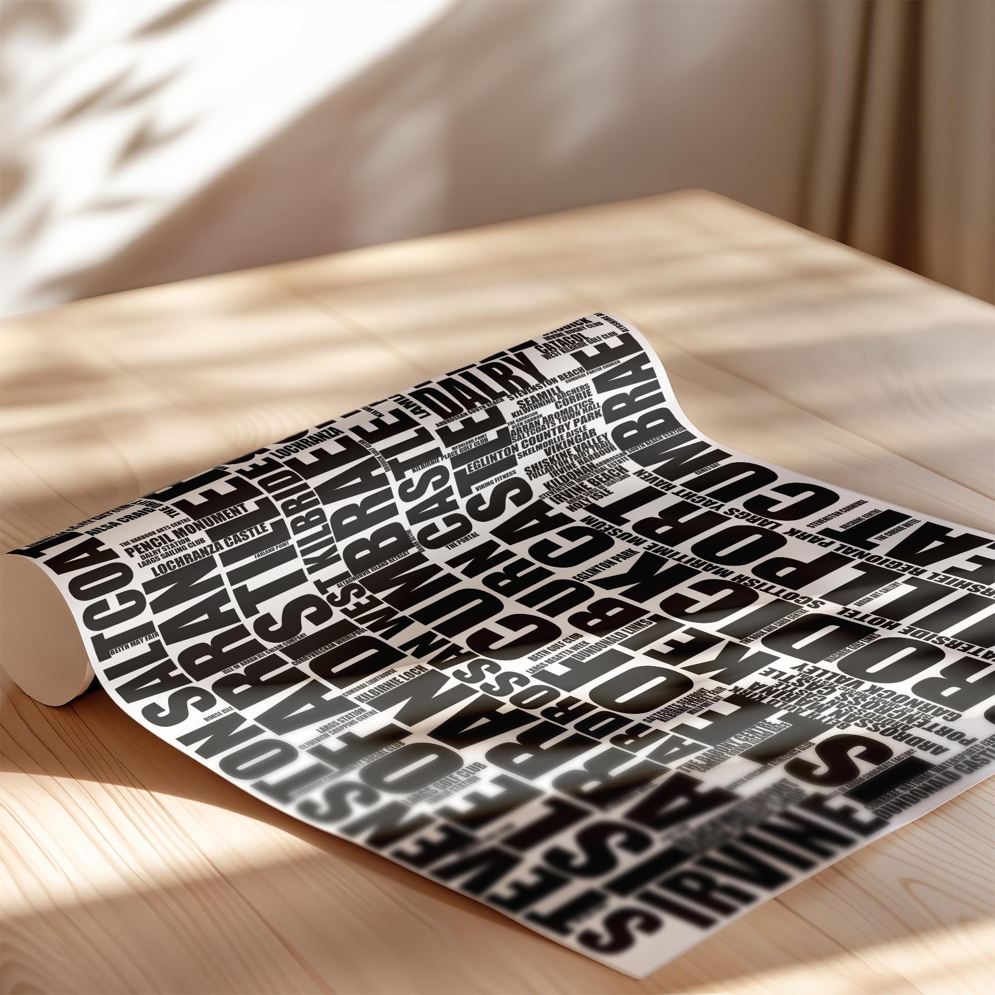 North Ayrshire - Premium Typographic Word Cloud Prints, Posters & Gifts