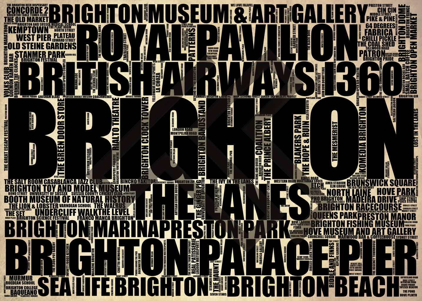 Brighton - Premium Typographic Word Cloud Prints, Posters & Gifts