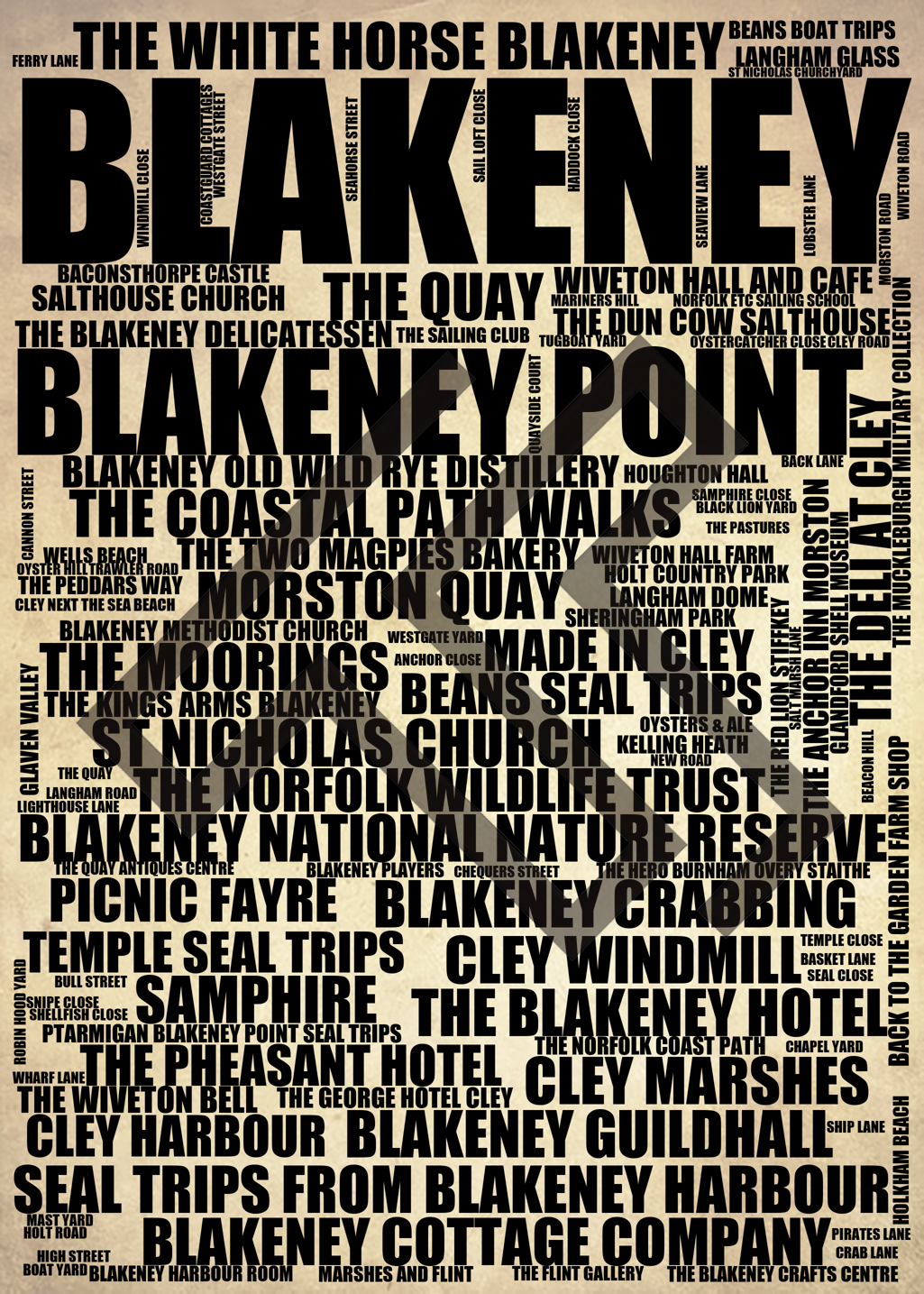 Blakeney - Premium Typographic Word Cloud Prints, Posters & Gifts