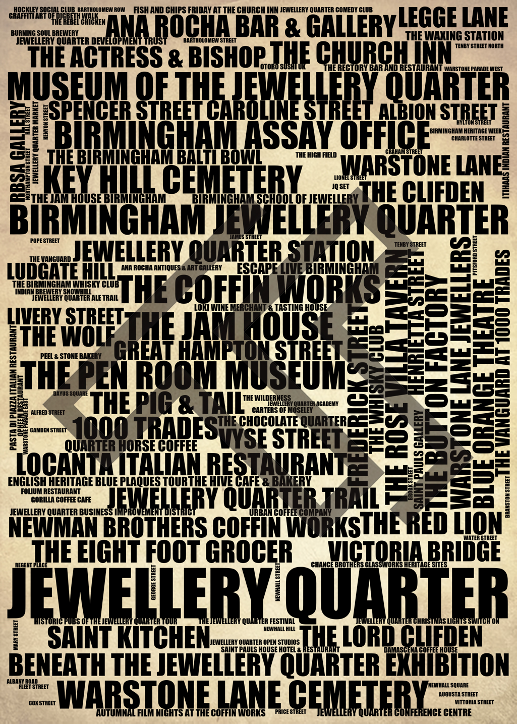 Jewellery Quarter - Premium Typographic Word Cloud Prints, Posters & Gifts