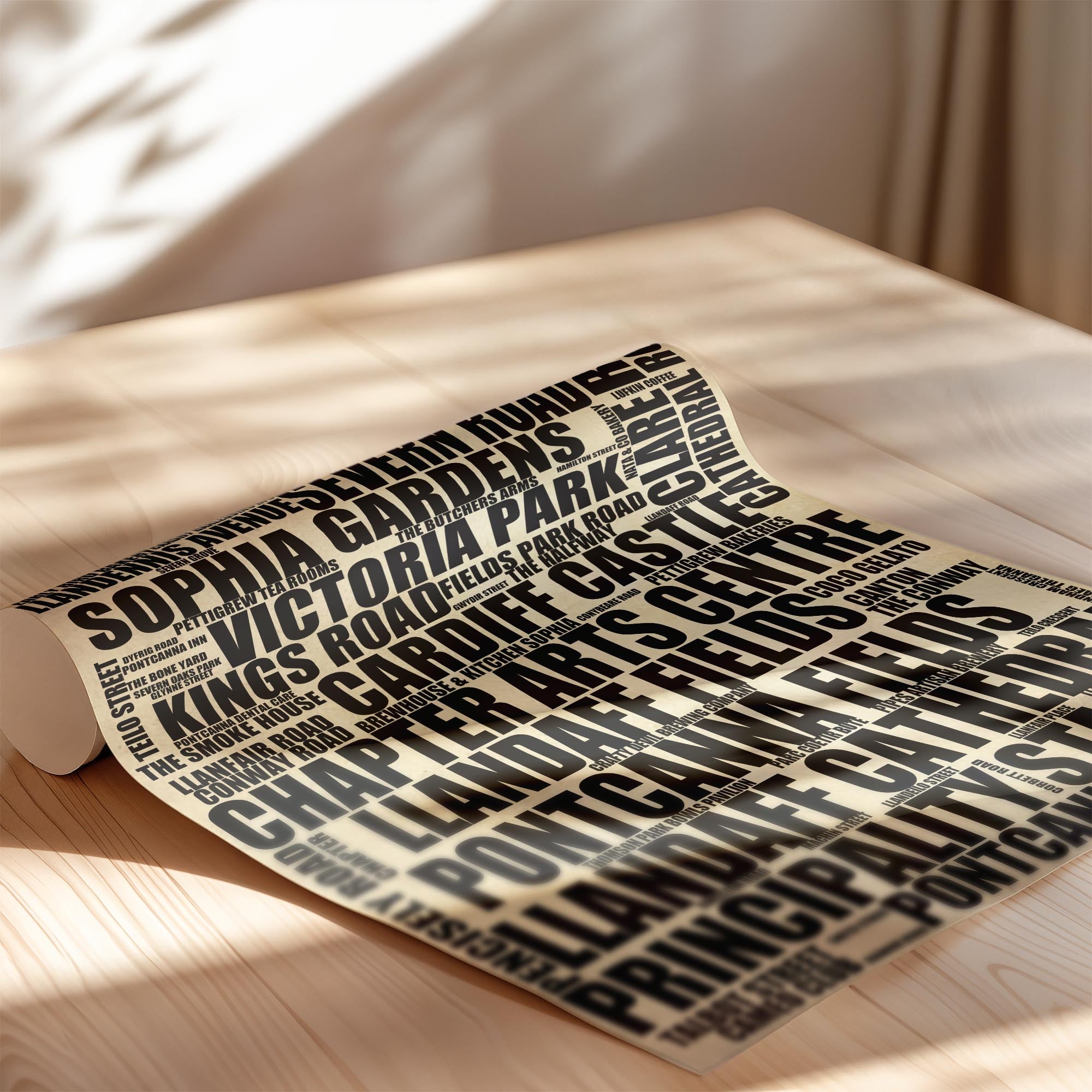 Pontcanna - Premium Typographic Word Cloud Prints, Posters & Gifts