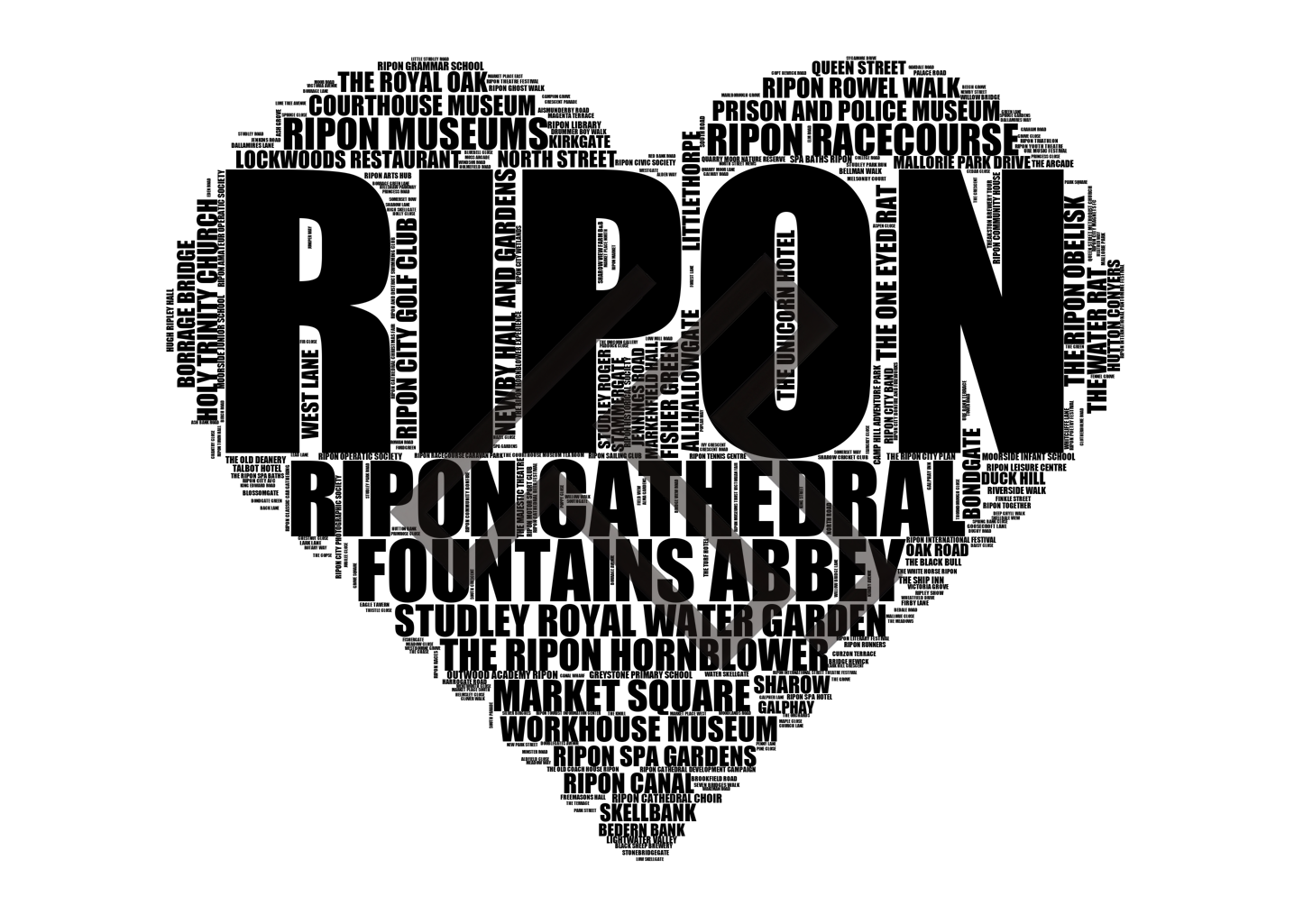 Ripon - Premium Typographic Word Cloud Prints, Posters & Gifts