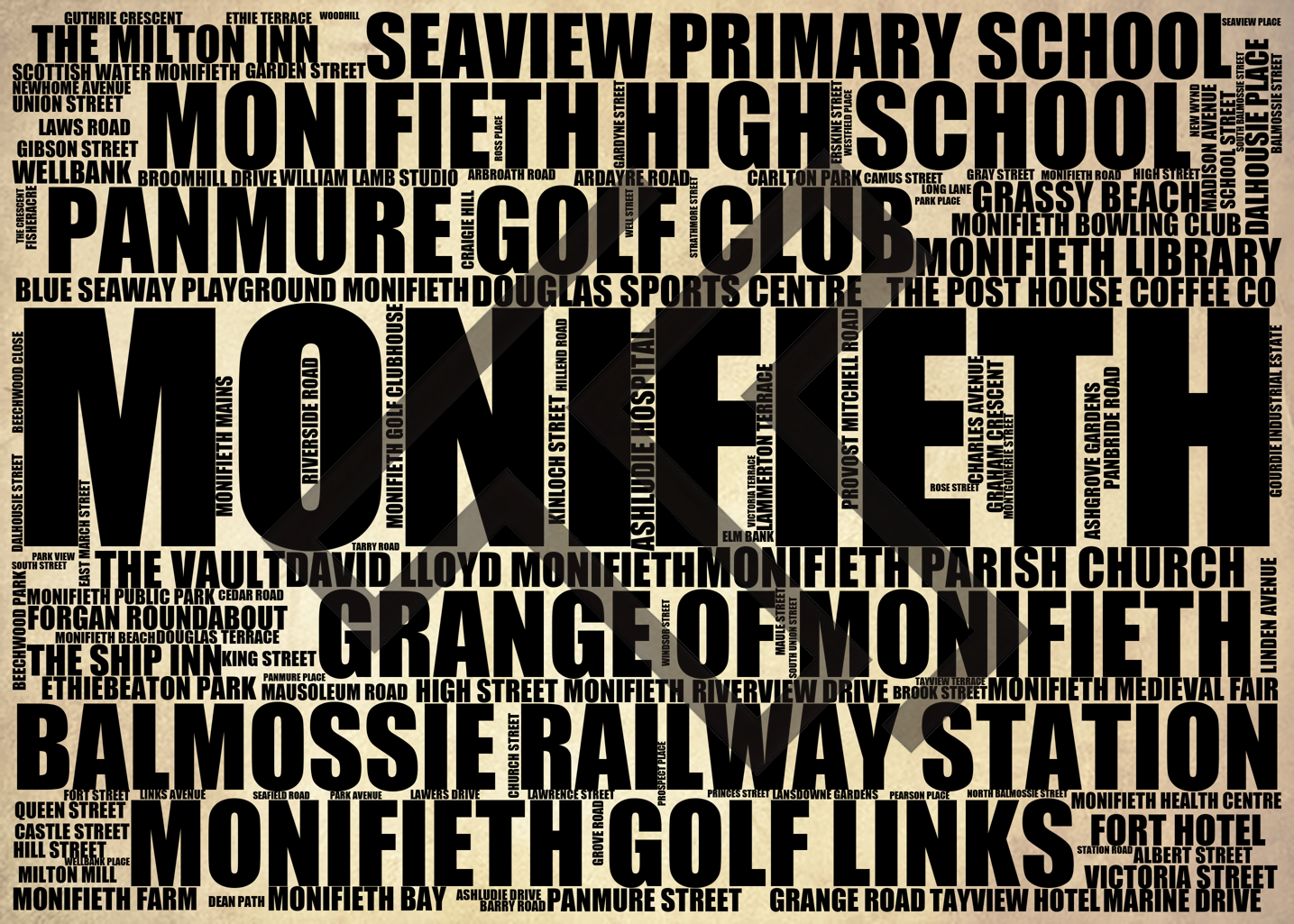 Monifieth - Premium Typographic Word Cloud Prints, Posters & Gifts