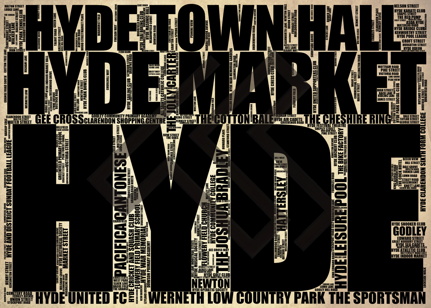 Hyde - Premium Typographic Word Cloud Prints, Posters & Gifts