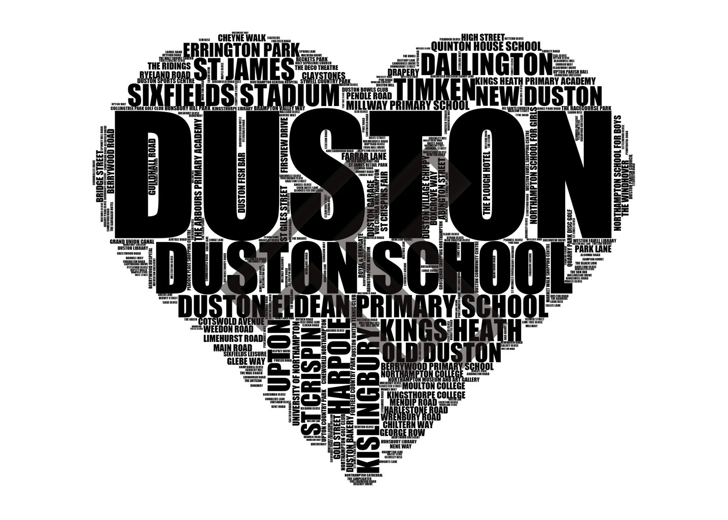 Duston - Premium Typographic Word Cloud Prints, Posters & Gifts