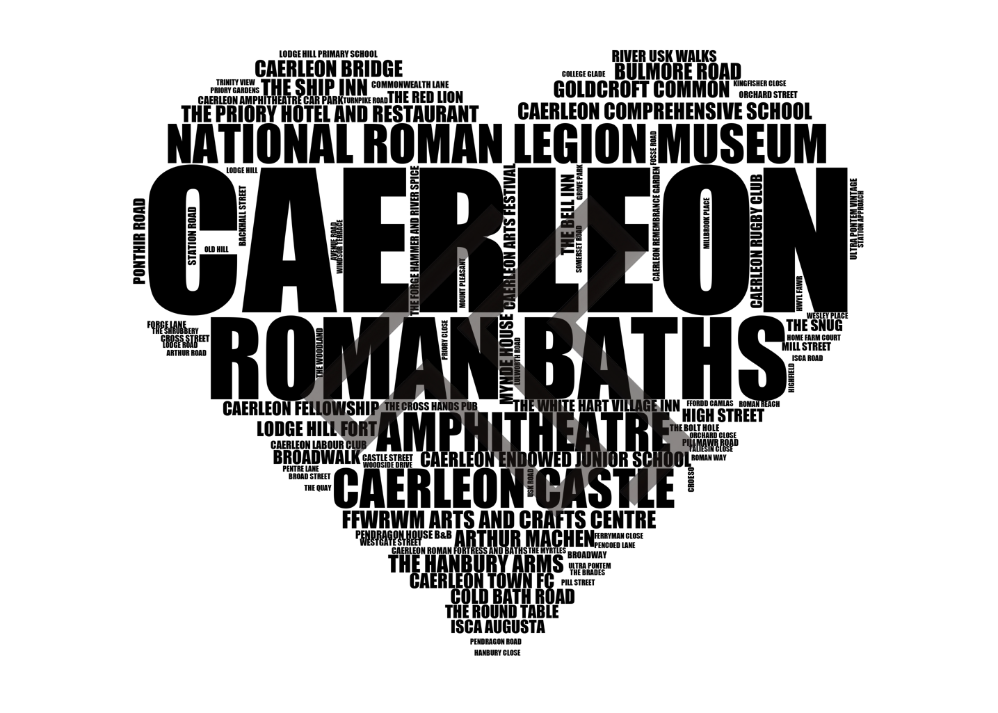 Caerleon - Premium Typographic Word Cloud Prints, Posters & Gifts