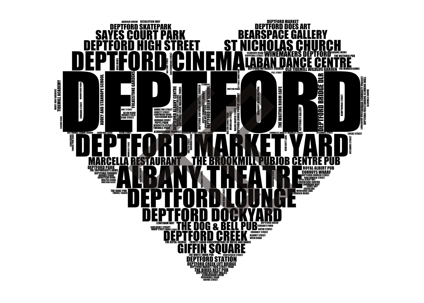 Deptford - Premium Typographic Word Cloud Prints, Posters & Gifts