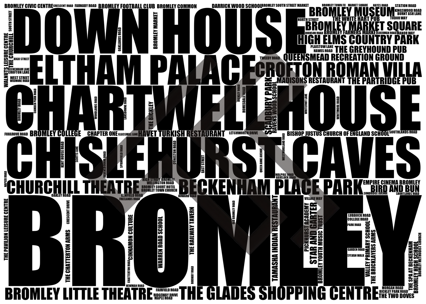 Bromley - Premium Typographic Word Cloud Prints, Posters & Gifts