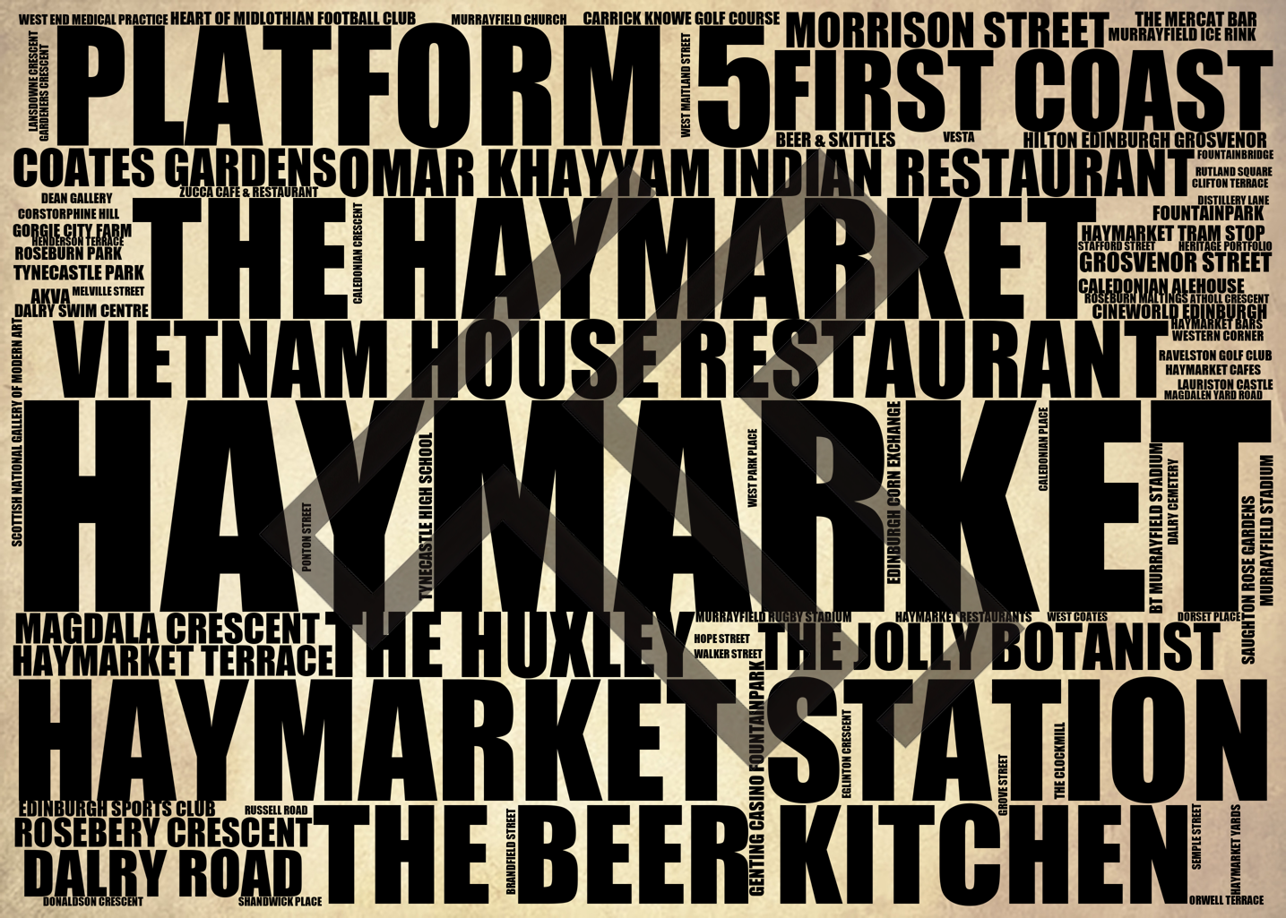 Haymarket - Premium Typographic Word Cloud Prints, Posters & Gifts