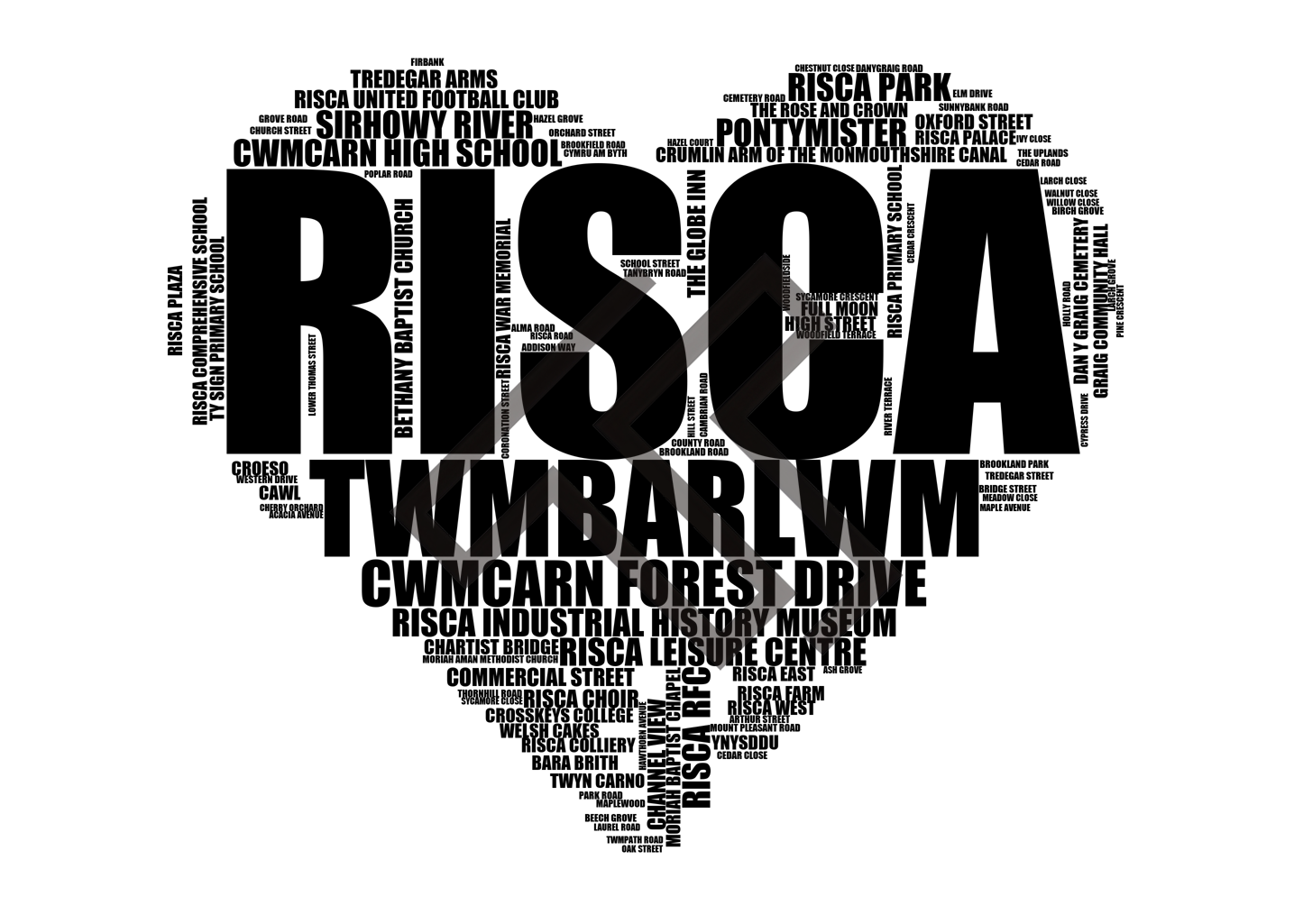 Risca - Premium Typographic Word Cloud Prints, Posters & Gifts
