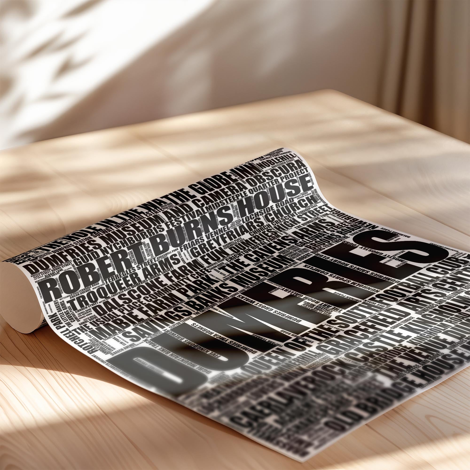 Dumfries - Premium Typographic Word Cloud Prints, Posters & Gifts