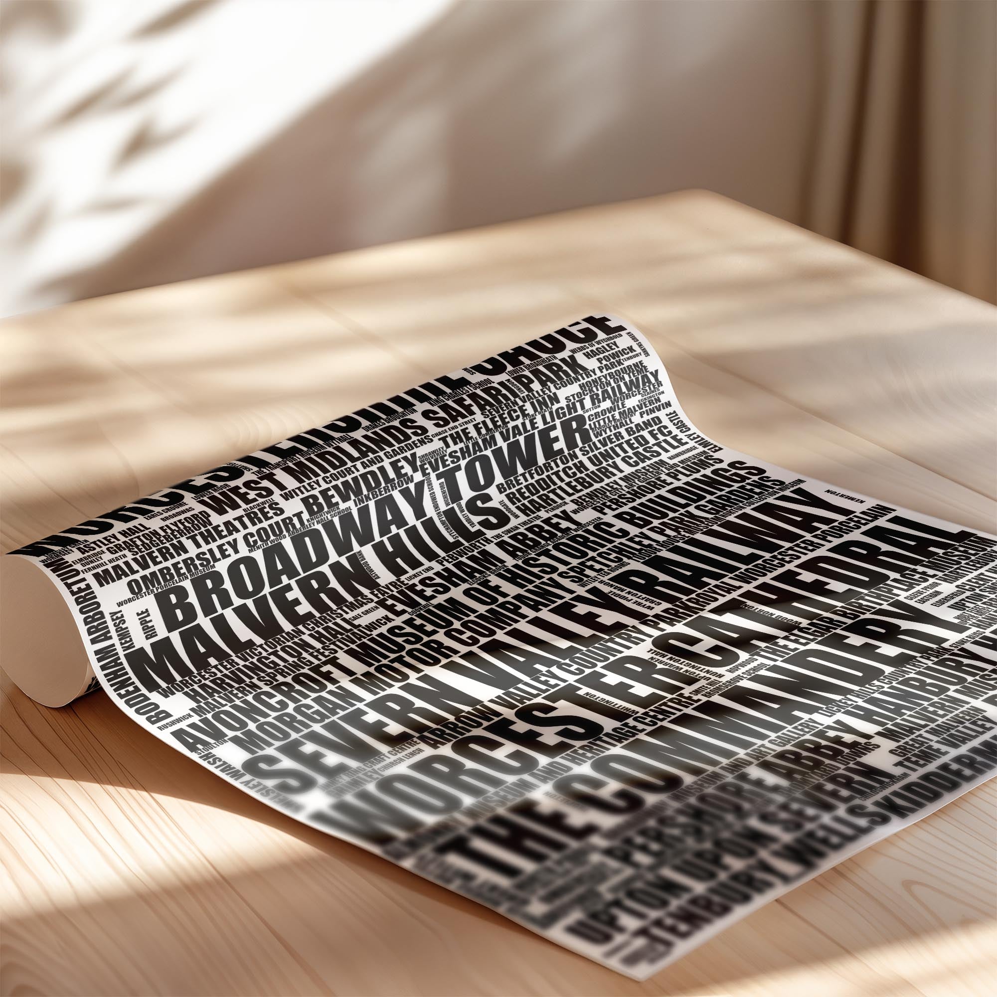Worcestershire - Premium Typographic Word Cloud Prints, Posters & Gifts
