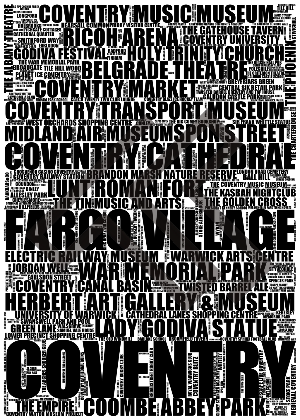 Coventry - Premium Typographic Word Cloud Prints, Posters & Gifts