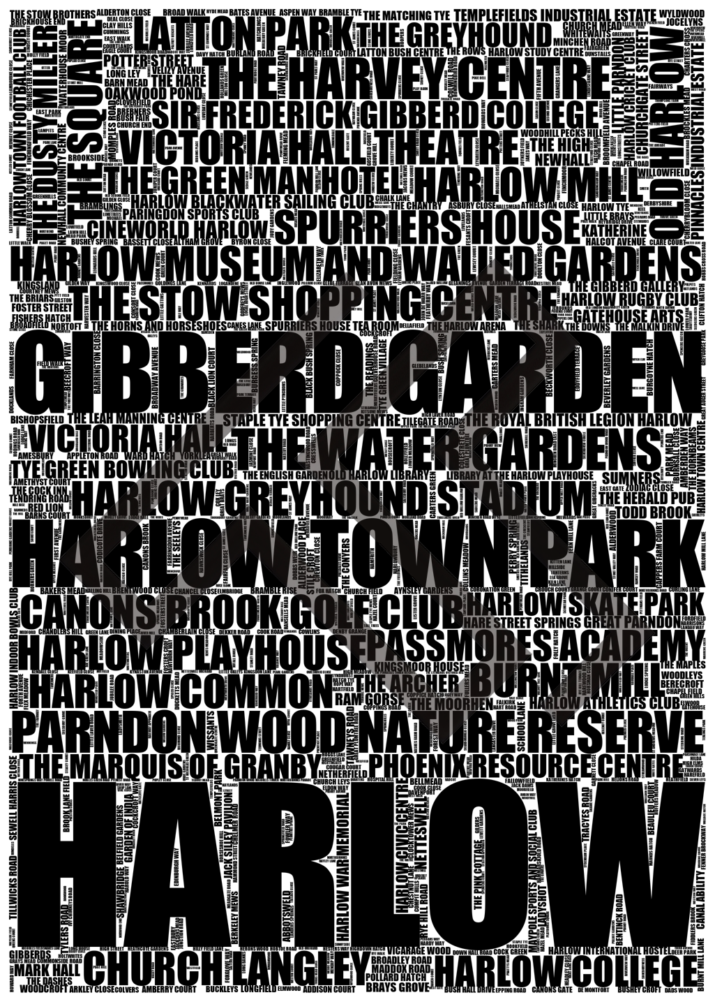 Harlow - Premium Typographic Word Cloud Prints, Posters & Gifts