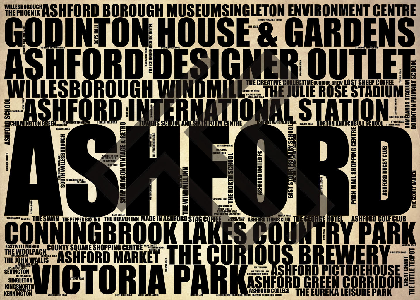 Ashford - Premium Typographic Word Cloud Prints, Posters & Gifts