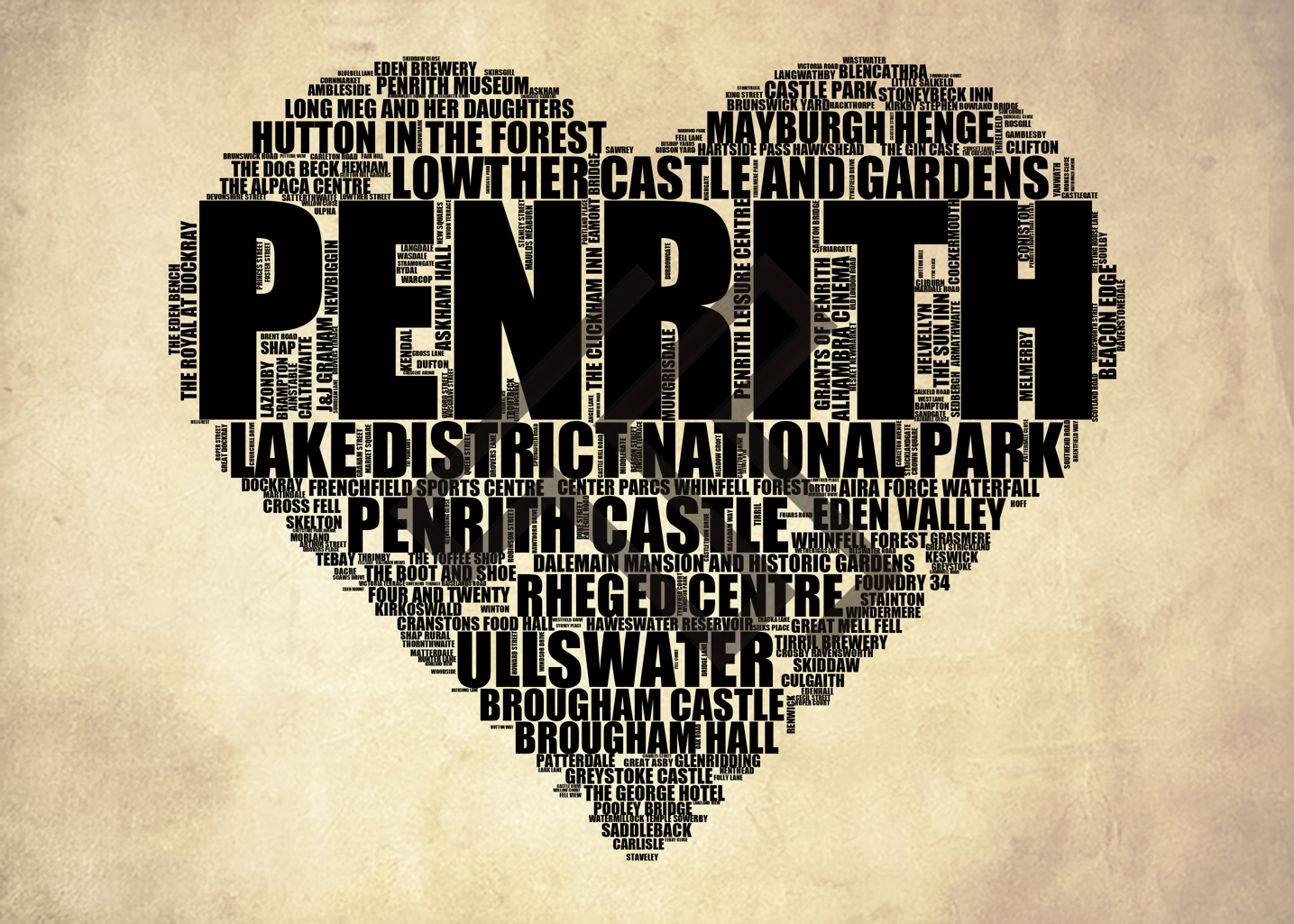 Penrith - Premium Typographic Word Cloud Prints, Posters & Gifts