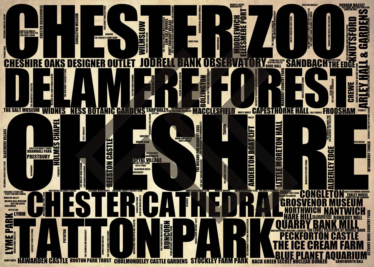 Cheshire - Premium Typographic Word Cloud Prints, Posters & Gifts