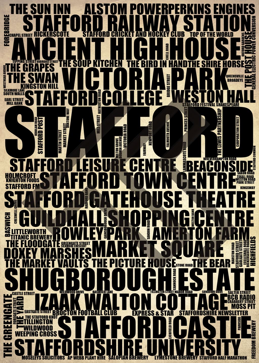 Stafford - Premium Typographic Word Cloud Prints, Posters & Gifts