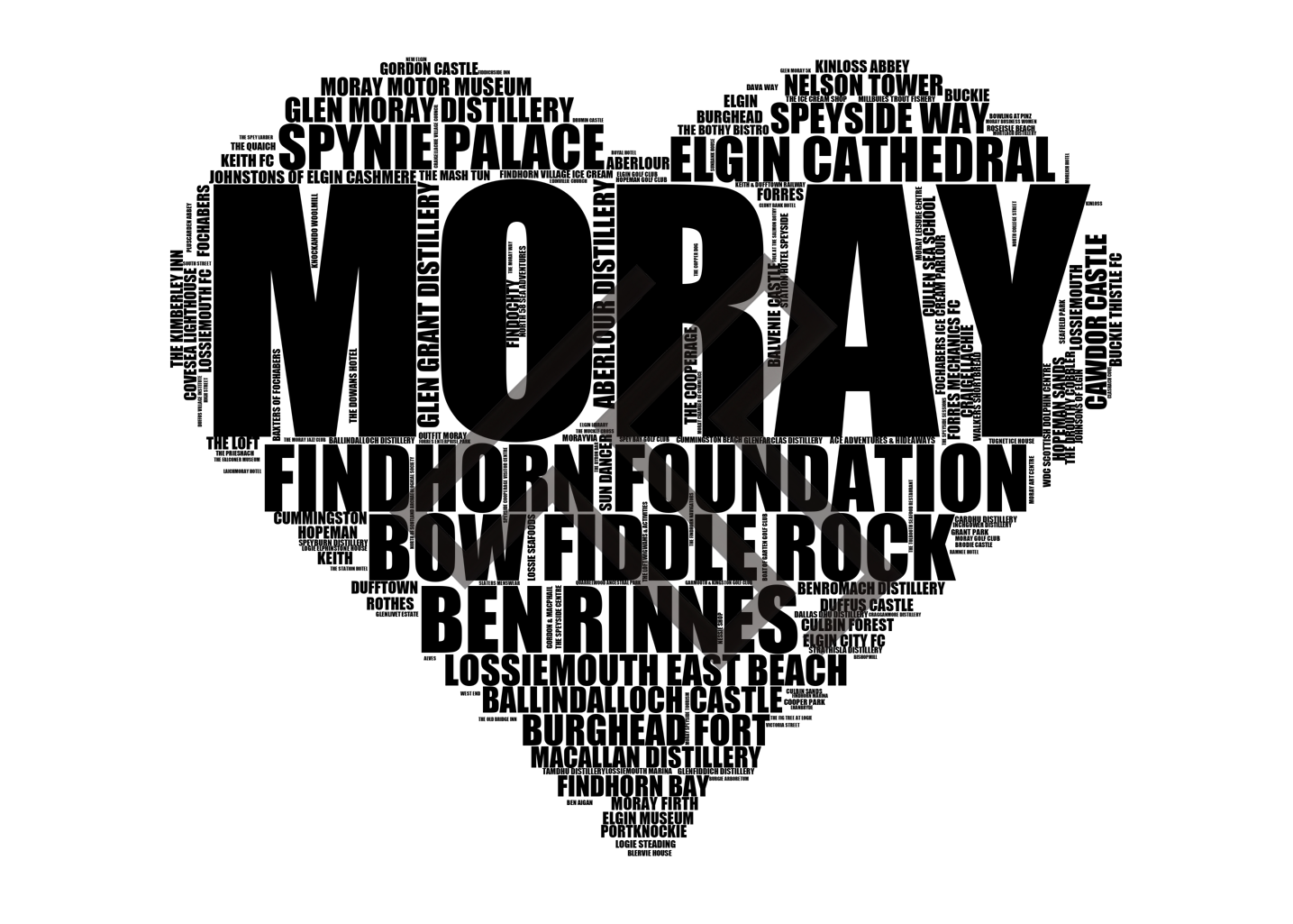 Moray - Premium Typographic Word Cloud Prints, Posters & Gifts