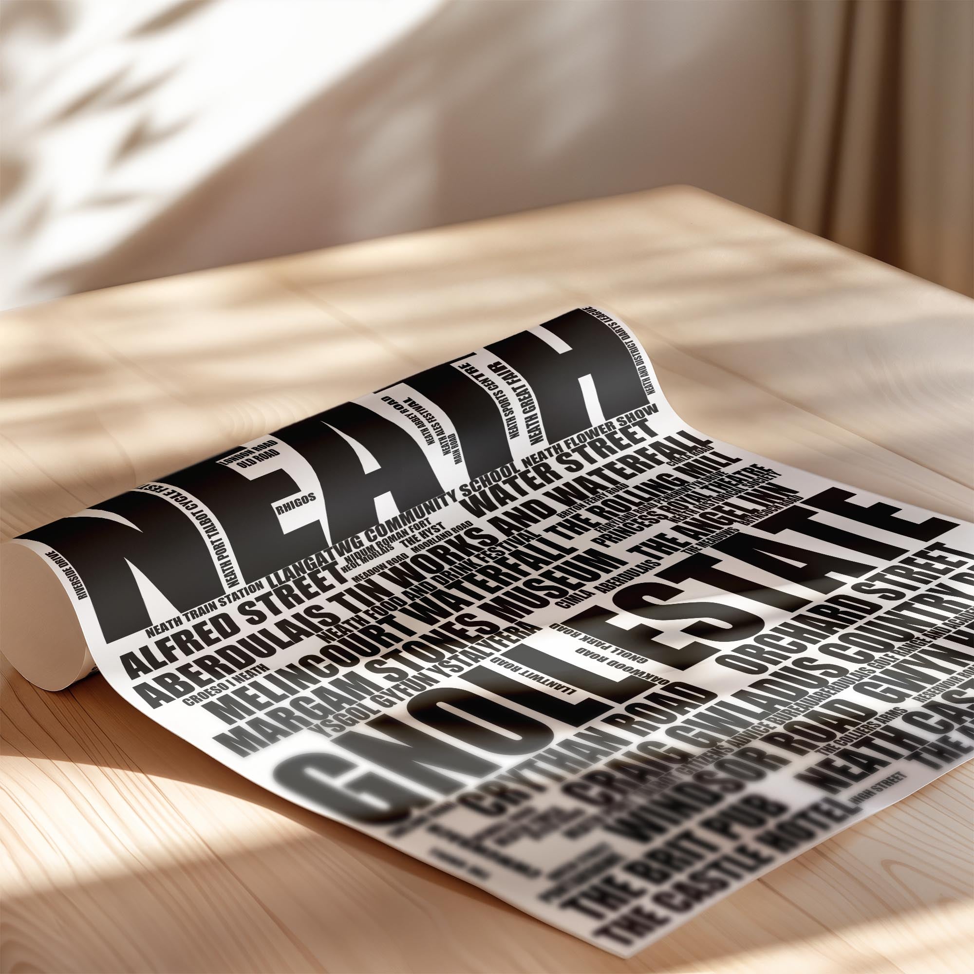 Neath - Premium Typographic Word Cloud Prints, Posters & Gifts