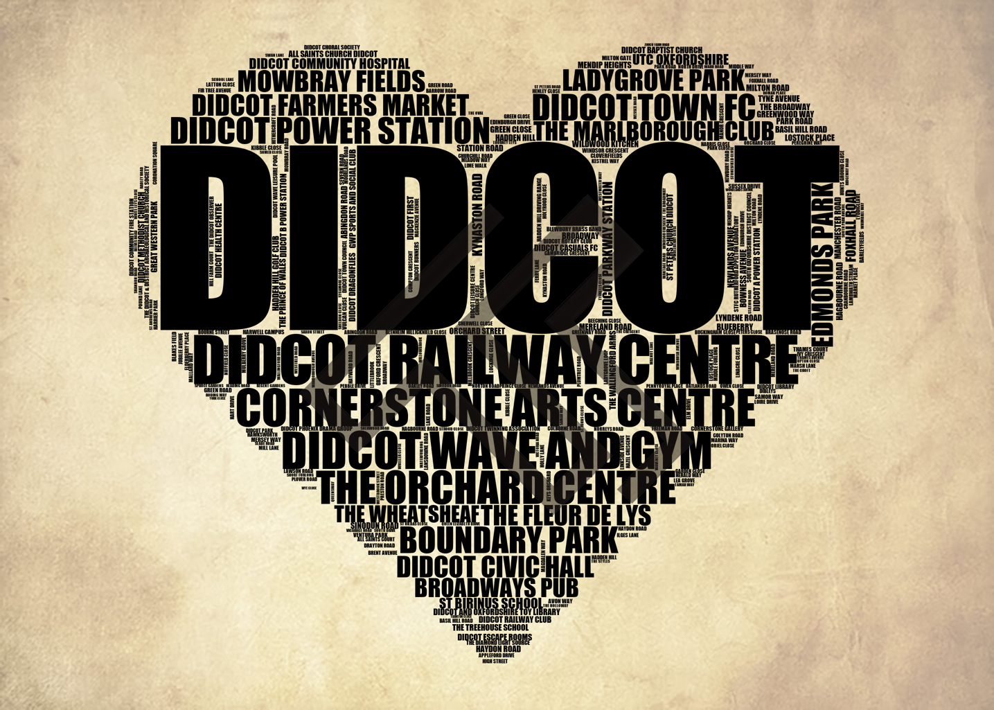 Didcot - Premium Typographic Word Cloud Prints, Posters & Gifts