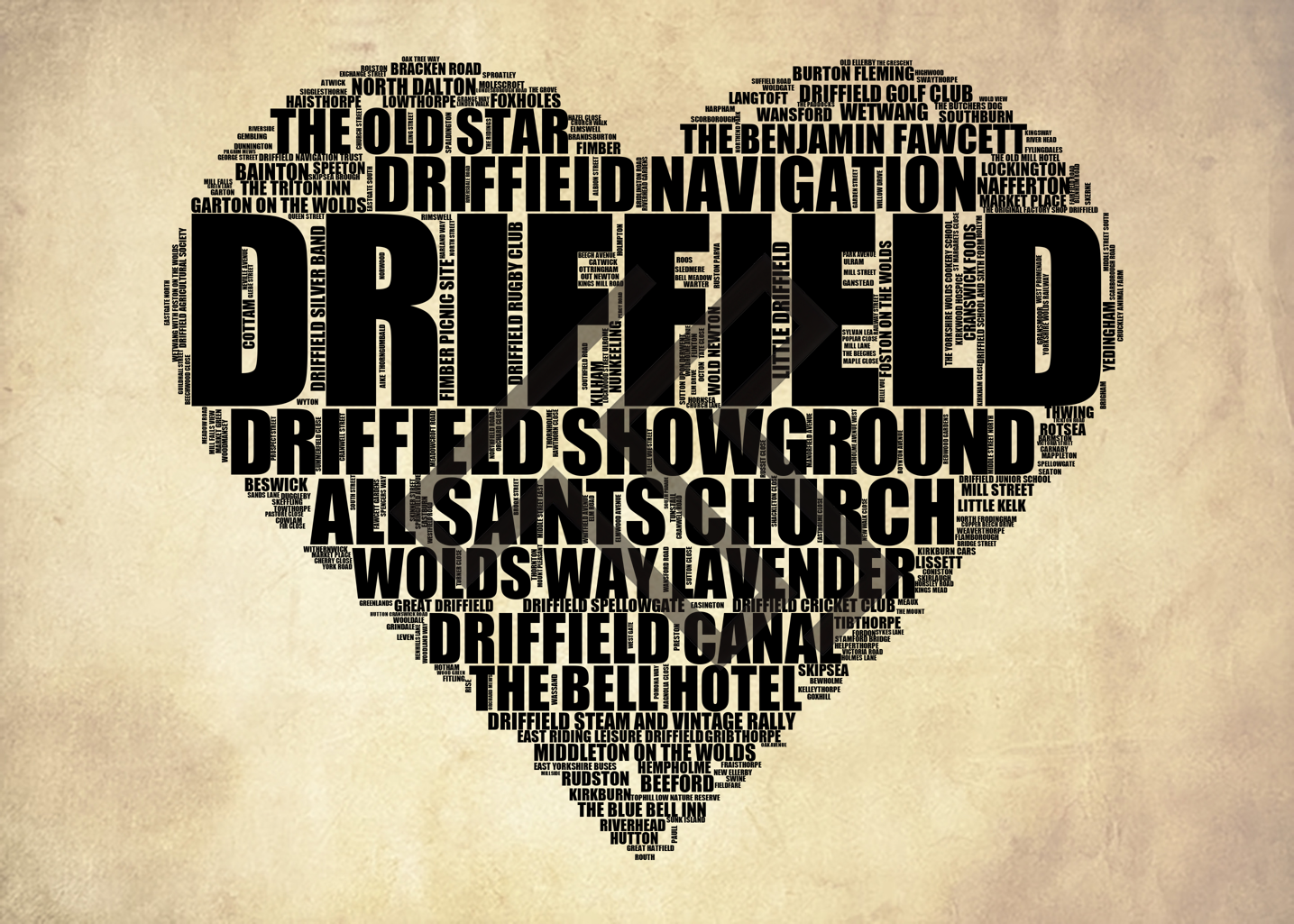 Driffield - Premium Typographic Word Cloud Prints, Posters & Gifts