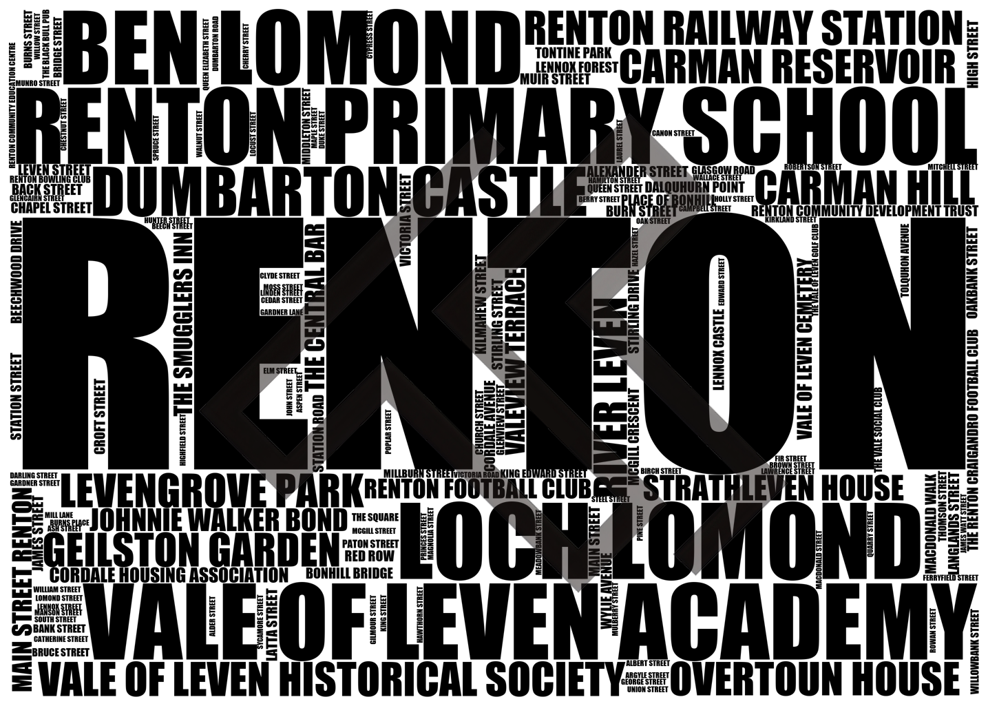 Renton - Premium Typographic Word Cloud Prints, Posters & Gifts