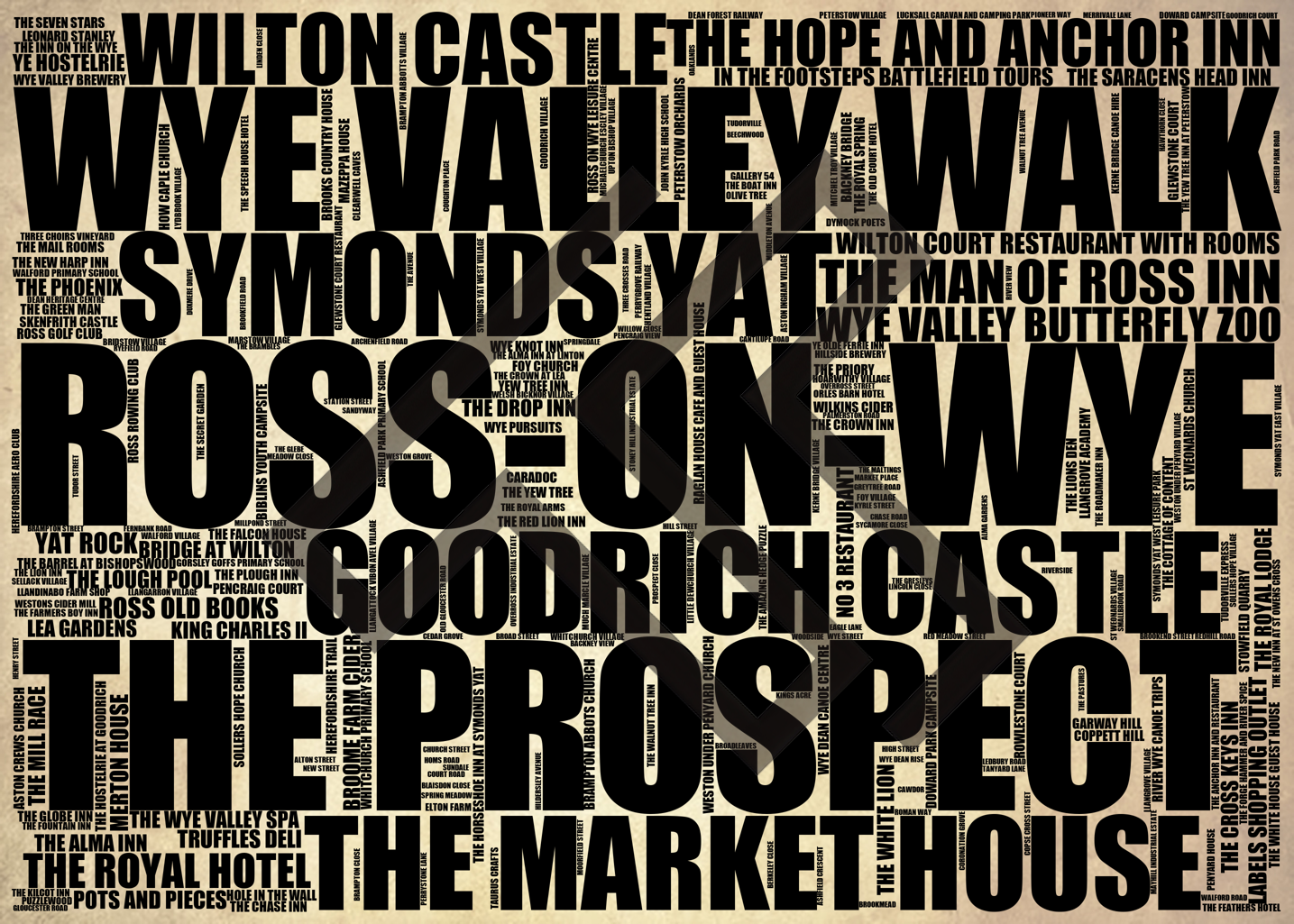 Ross-on-Wye - Premium Typographic Word Cloud Prints, Posters & Gifts