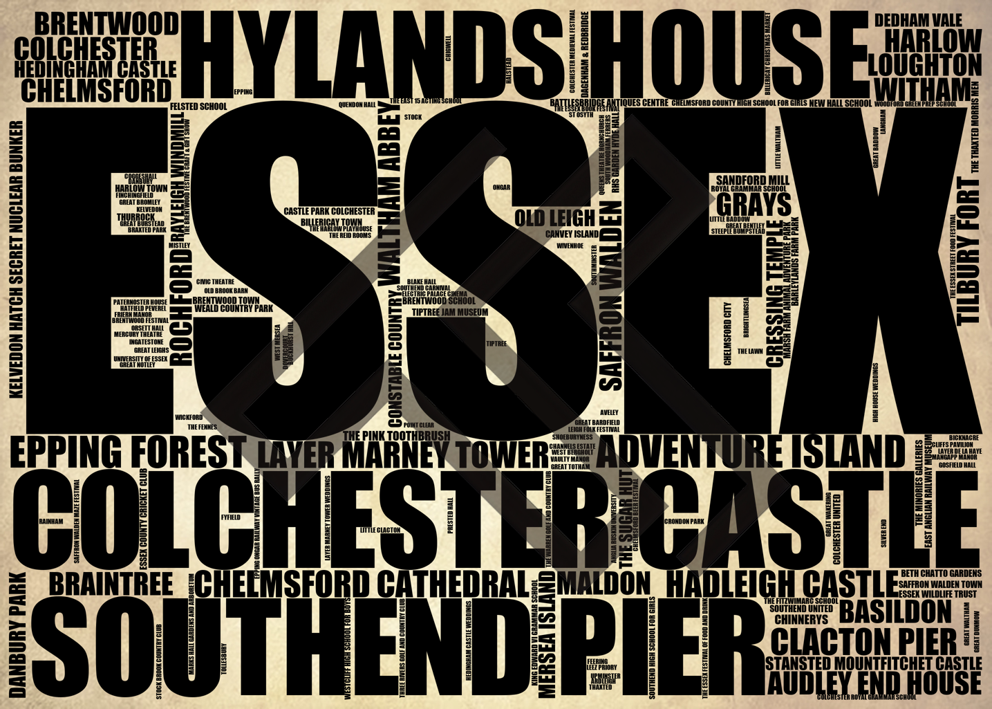 Essex - Premium Typographic Word Cloud Prints, Posters & Gifts