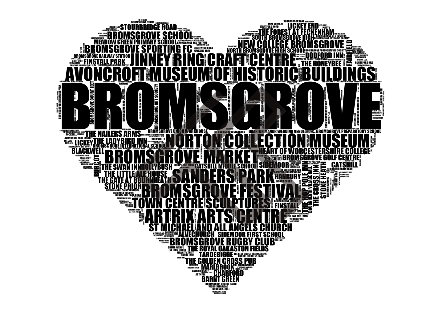 Bromsgrove - Premium Typographic Word Cloud Prints, Posters & Gifts