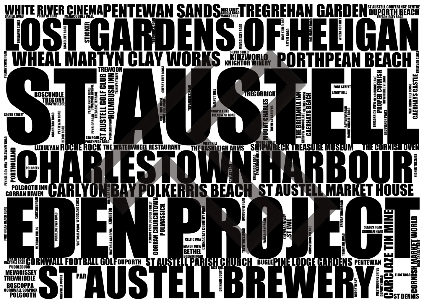 St Austell - Premium Typographic Word Cloud Prints, Posters & Gifts