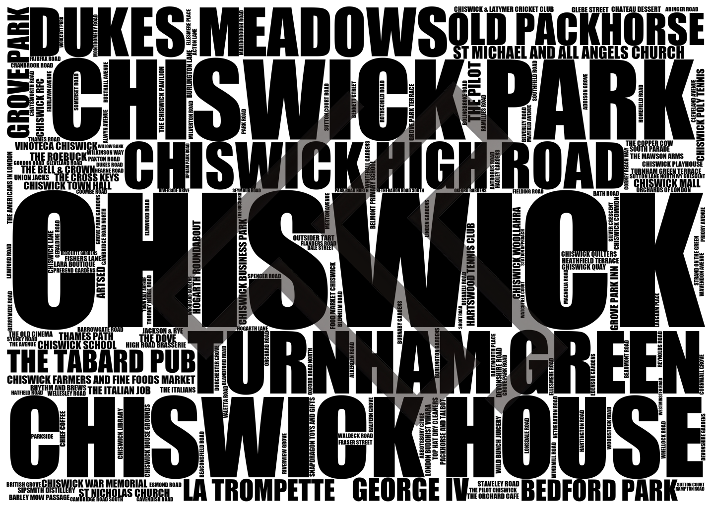 Chiswick - Premium Typographic Word Cloud Prints, Posters & Gifts