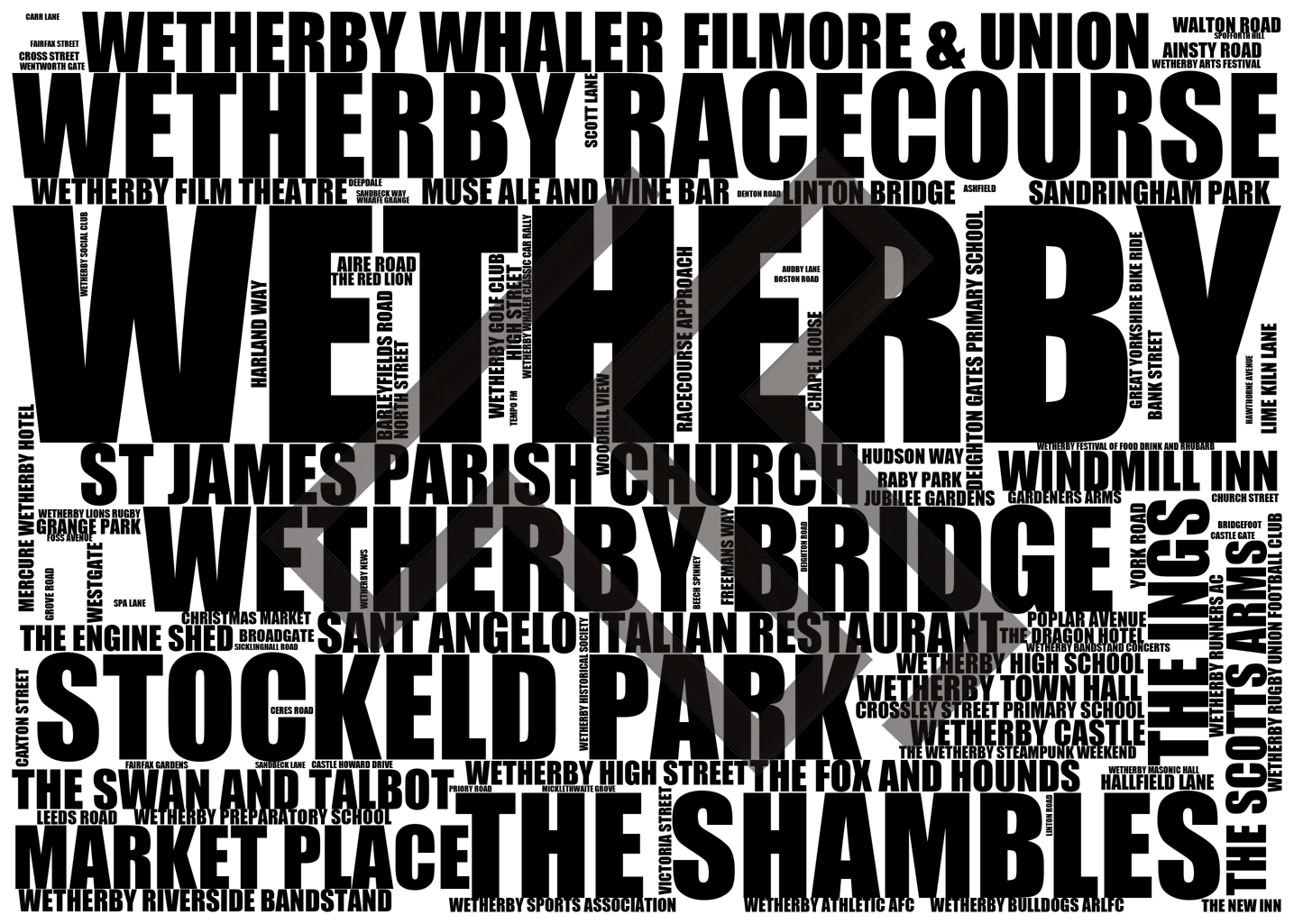 Wetherby - Premium Typographic Word Cloud Prints, Posters & Gifts