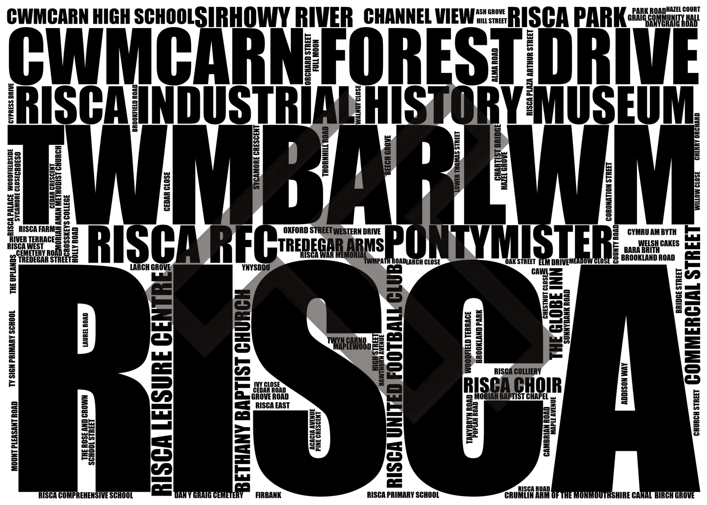 Risca - Premium Typographic Word Cloud Prints, Posters & Gifts