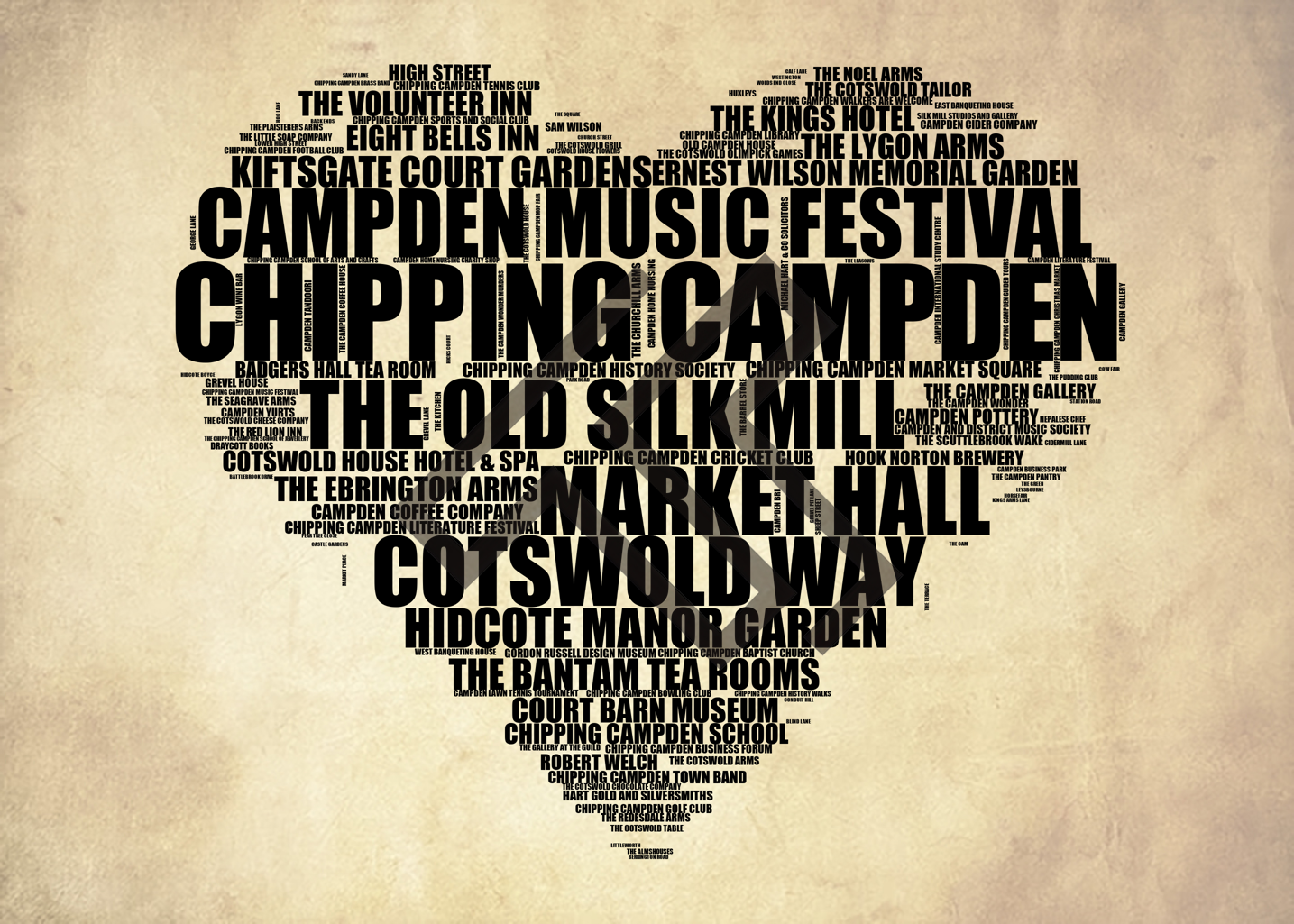 Chipping Campden - Premium Typographic Word Cloud Prints, Posters & Gifts