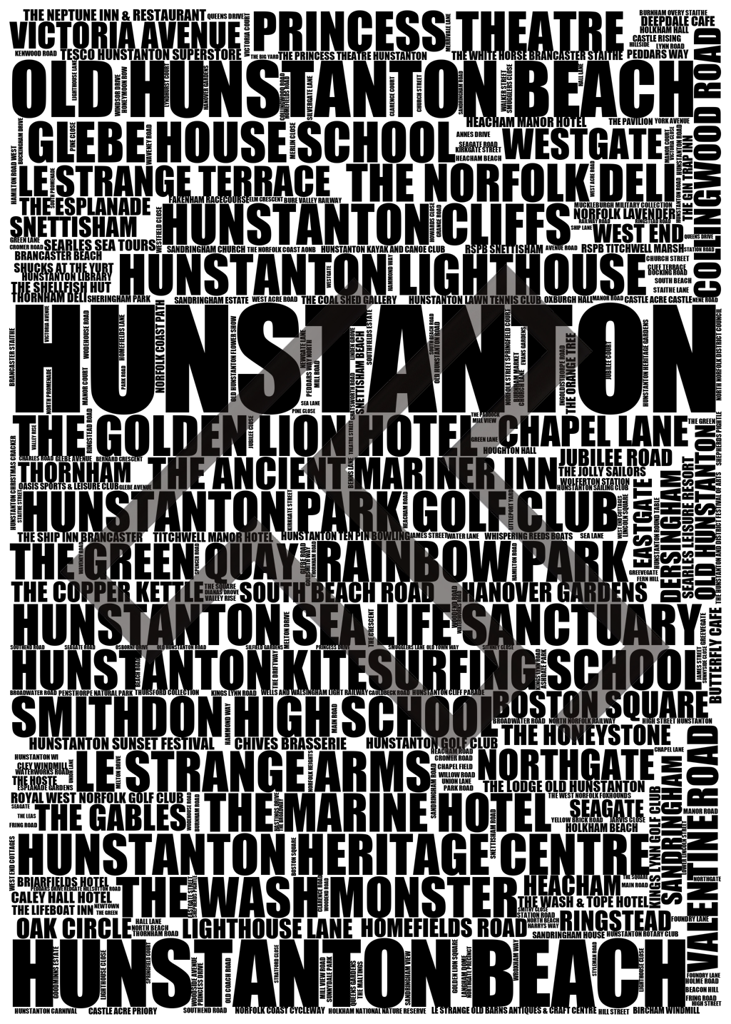 Hunstanton - Premium Typographic Word Cloud Prints, Posters & Gifts