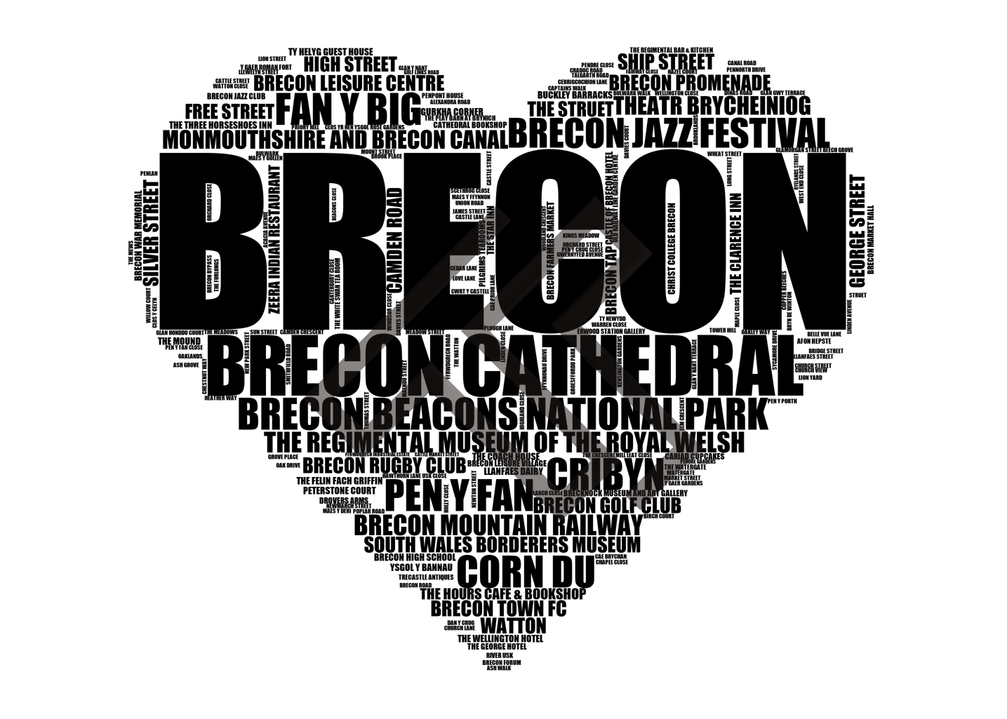 Brecon - Premium Typographic Word Cloud Prints, Posters & Gifts