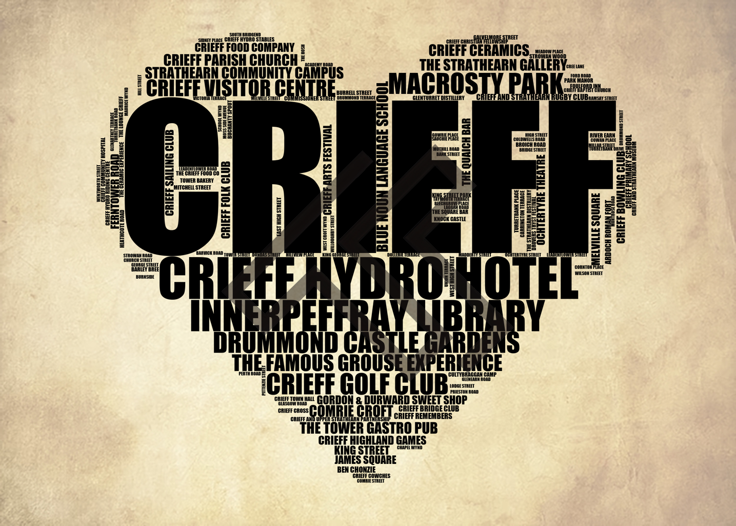 Crieff - Premium Typographic Word Cloud Prints, Posters & Gifts