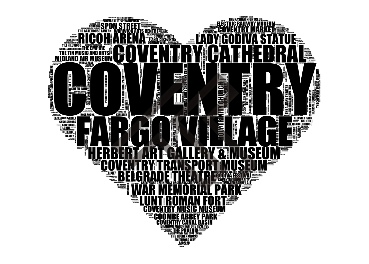 Coventry - Premium Typographic Word Cloud Prints, Posters & Gifts