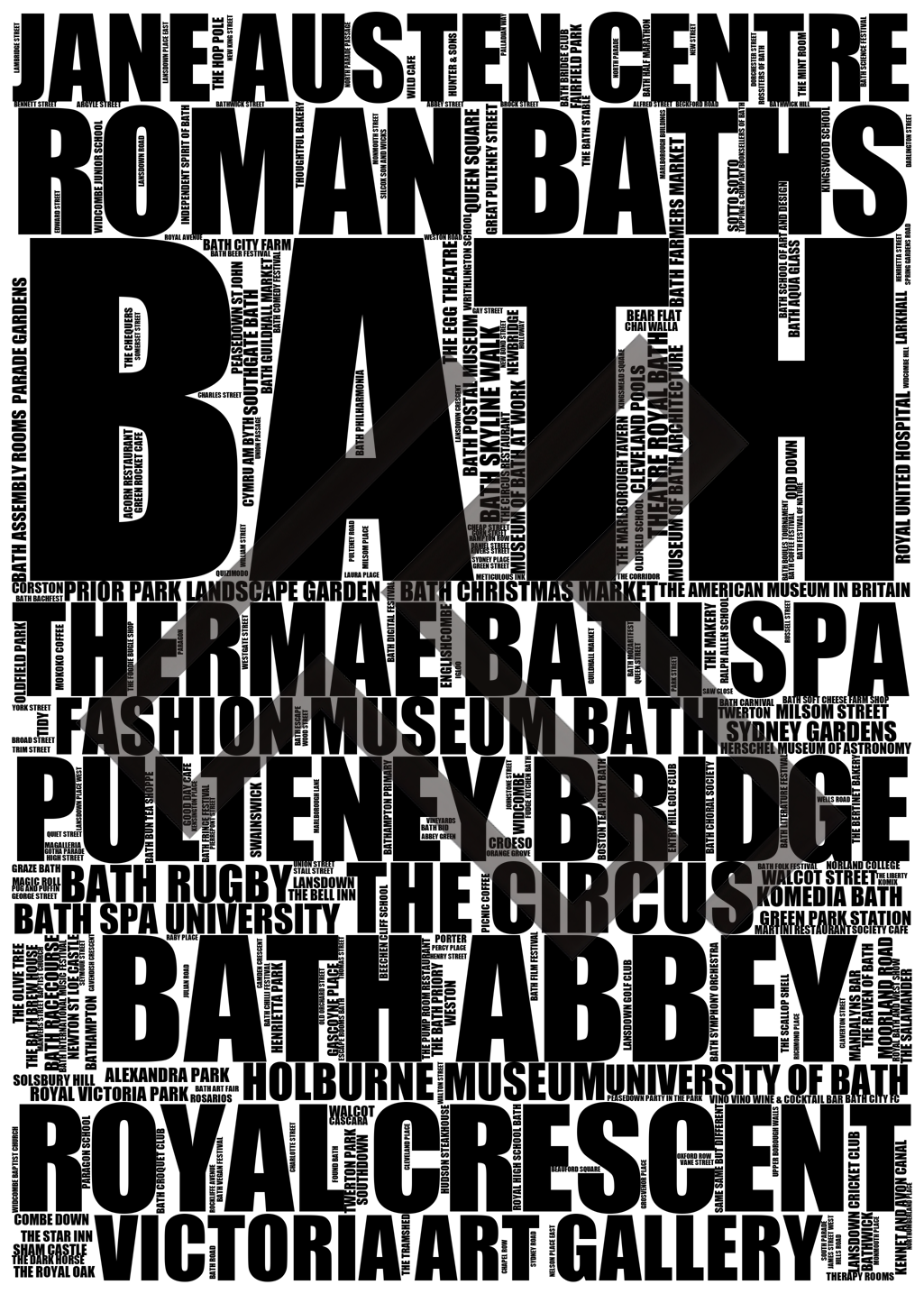 Bath - Premium Typographic Word Cloud Prints, Posters & Gifts