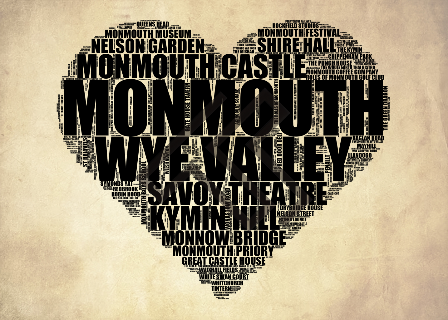 Monmouth - Premium Typographic Word Cloud Prints, Posters & Gifts