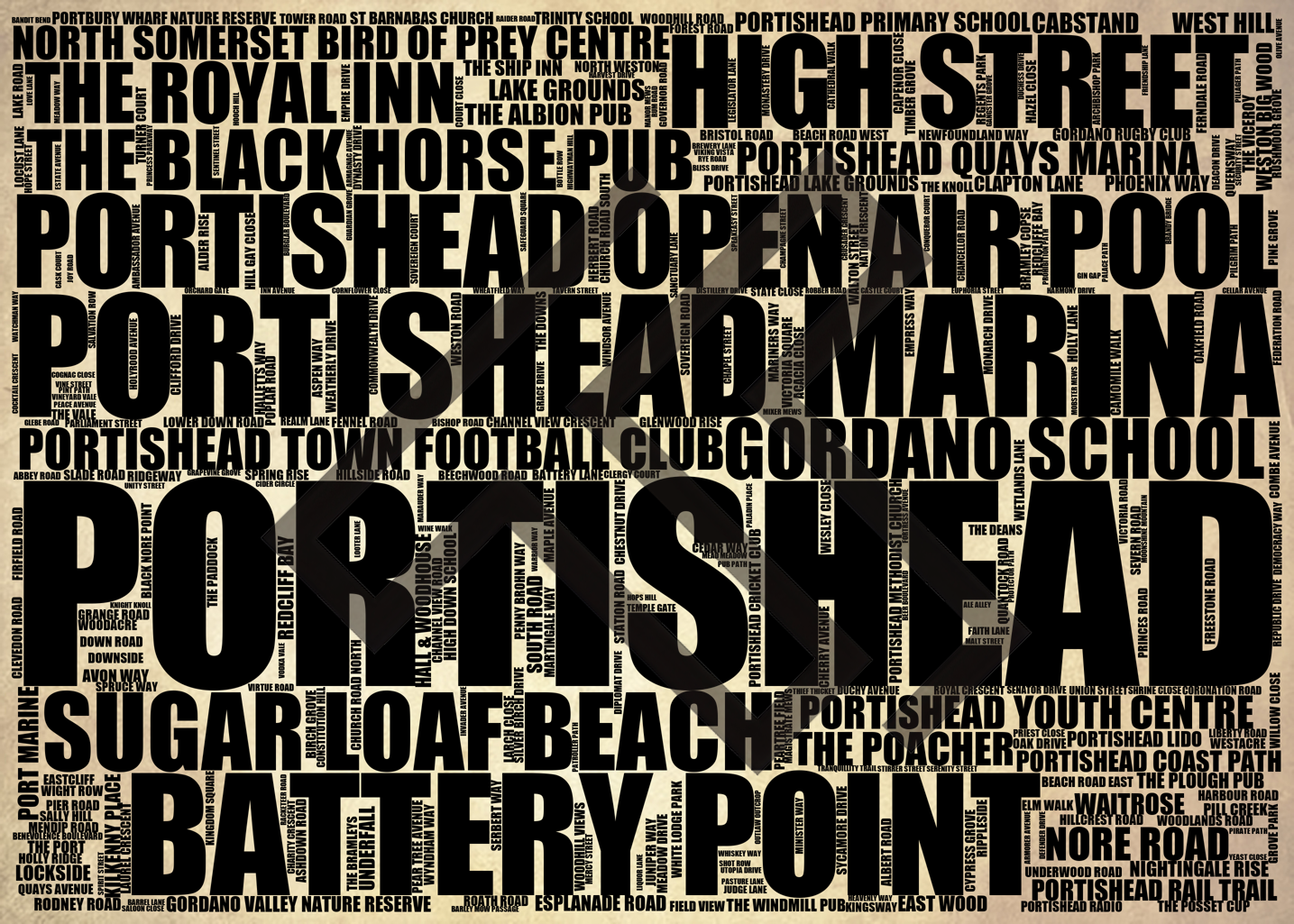 Portishead - Premium Typographic Word Cloud Prints, Posters & Gifts