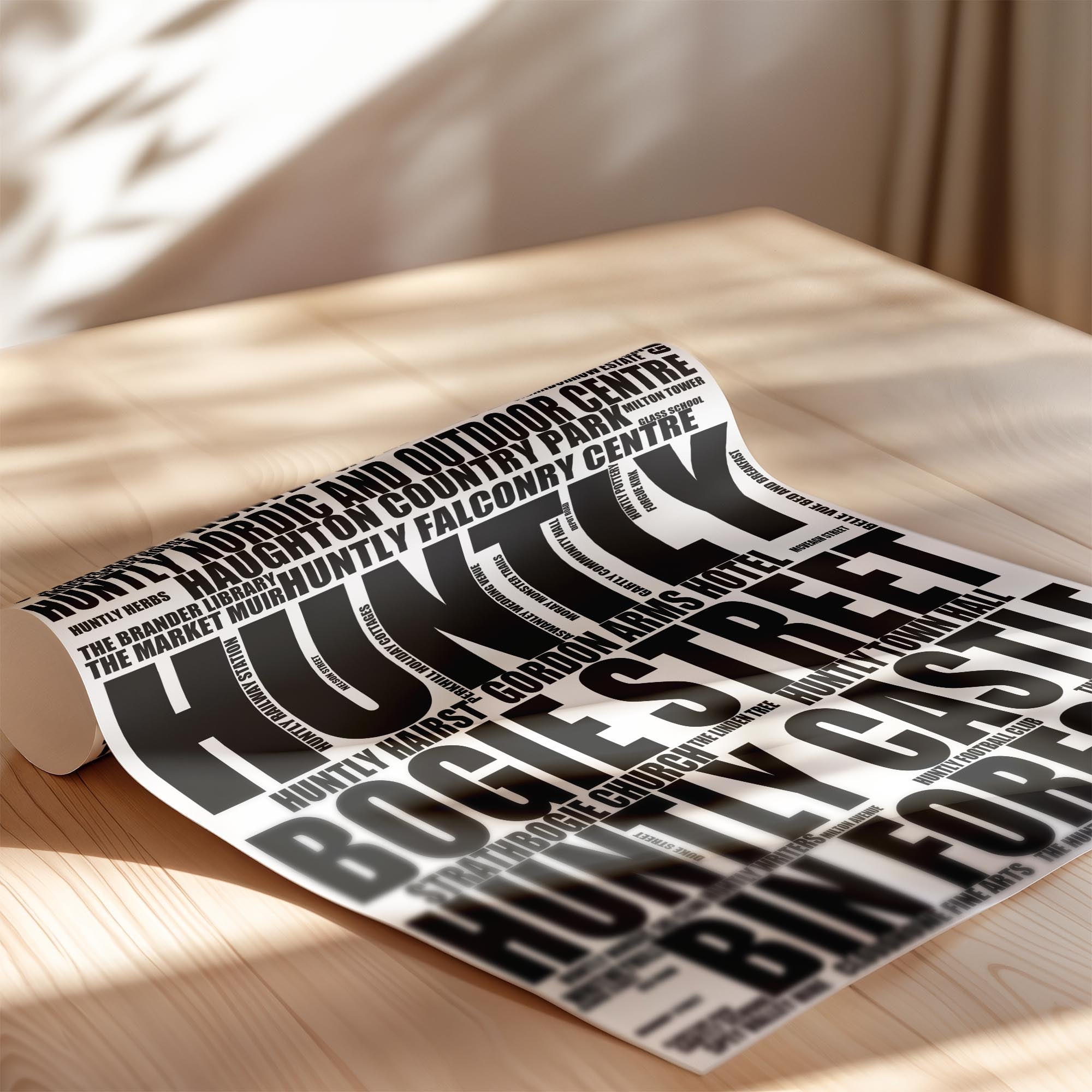 Huntly - Premium Typographic Word Cloud Prints, Posters & Gifts